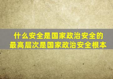 什么安全是国家政治安全的最高层次是国家政治安全根本