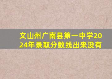 文山州广南县第一中学2024年录取分数线出来没有